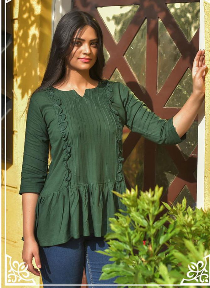 PEAFOWL PEAFOWL VOL-72 Latest Fancy Designer Party Wear Pure Rayon Neckline Top Collection